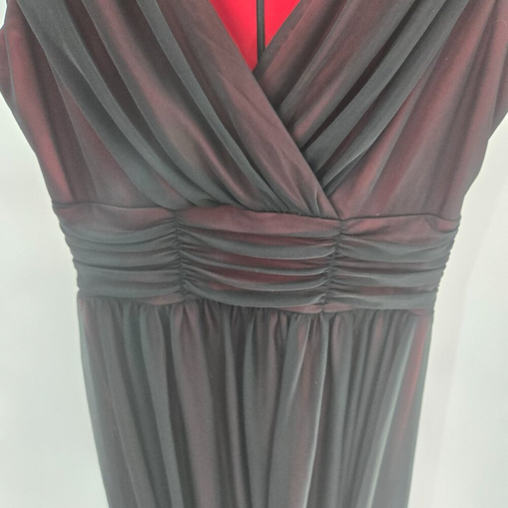 Vintage Connected Red Black Mesh Overlay Y2k Whimsigoth Midi Dress Size 8 Flaws - Picture 8 of 13